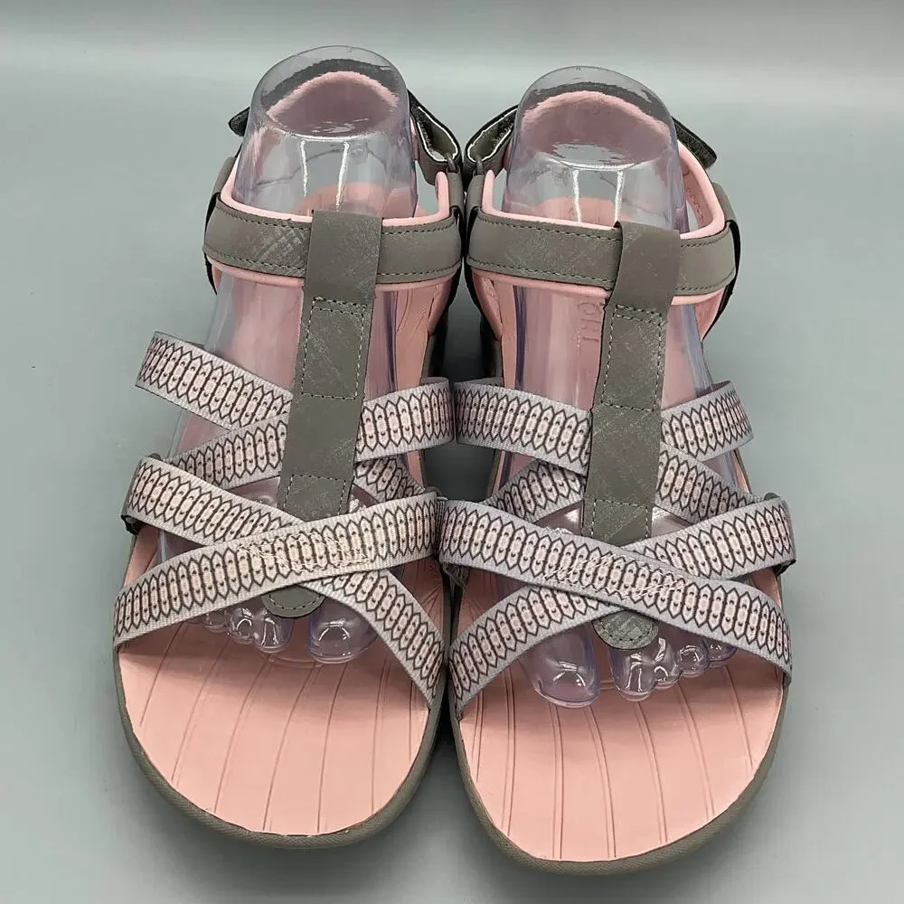 NEW Jsport Women’s Kaia Walking Sandals Grey/Pink Size 8